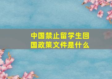 中国禁止留学生回国政策文件是什么