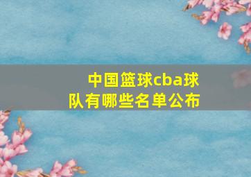 中国篮球cba球队有哪些名单公布