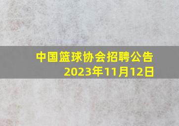 中国篮球协会招聘公告2023年11月12日