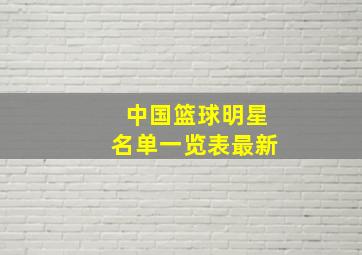 中国篮球明星名单一览表最新