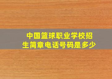 中国篮球职业学校招生简章电话号码是多少