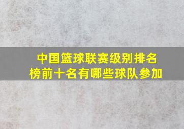 中国篮球联赛级别排名榜前十名有哪些球队参加