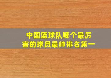 中国篮球队哪个最厉害的球员最帅排名第一