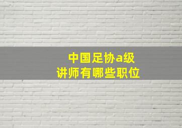 中国足协a级讲师有哪些职位