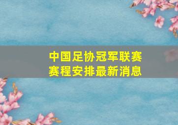 中国足协冠军联赛赛程安排最新消息