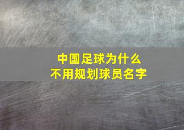 中国足球为什么不用规划球员名字