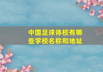 中国足球体校有哪些学校名称和地址