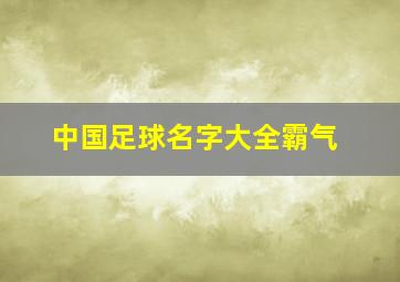 中国足球名字大全霸气