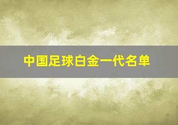 中国足球白金一代名单