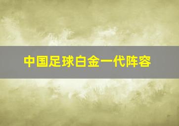 中国足球白金一代阵容