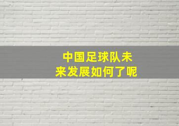 中国足球队未来发展如何了呢