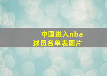 中国进入nba球员名单表图片