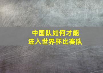 中国队如何才能进入世界杯比赛队