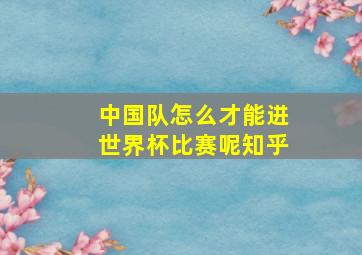 中国队怎么才能进世界杯比赛呢知乎