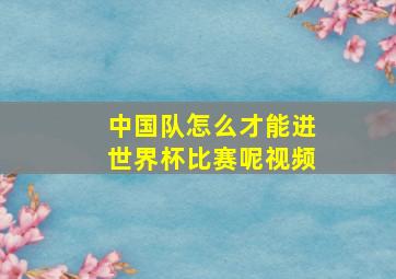 中国队怎么才能进世界杯比赛呢视频