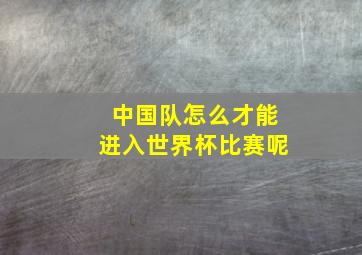 中国队怎么才能进入世界杯比赛呢