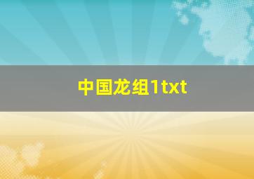 中国龙组1txt