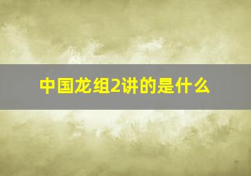 中国龙组2讲的是什么