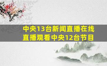 中央13台新闻直播在线直播观看中央12台节目