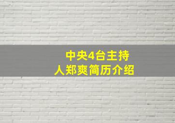 中央4台主持人郑爽简历介绍