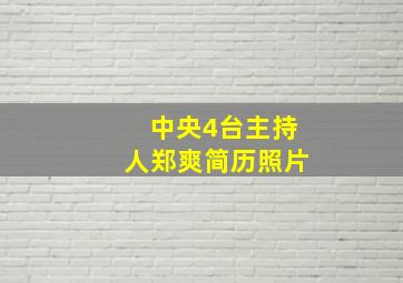 中央4台主持人郑爽简历照片