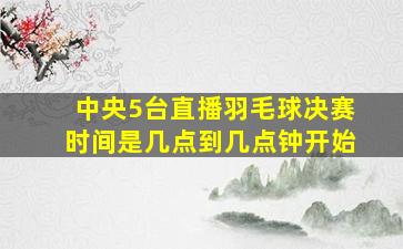 中央5台直播羽毛球决赛时间是几点到几点钟开始