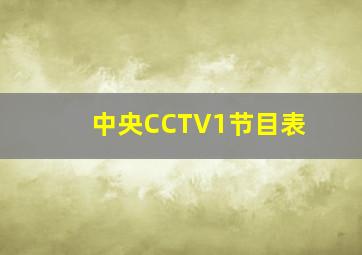 中央CCTV1节目表