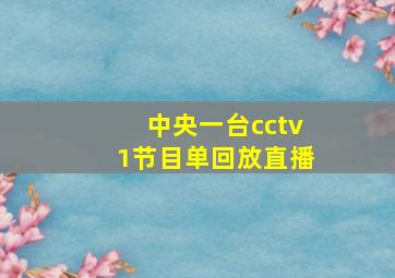 中央一台cctv1节目单回放直播