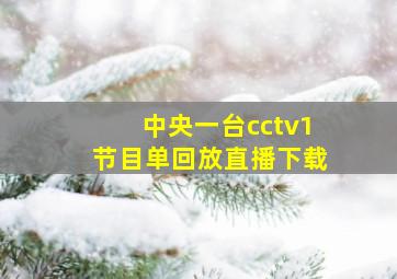 中央一台cctv1节目单回放直播下载