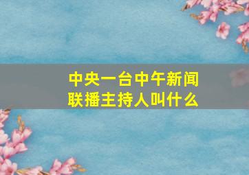 中央一台中午新闻联播主持人叫什么