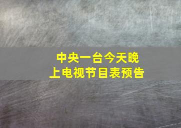 中央一台今天晚上电视节目表预告