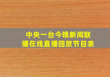 中央一台今晚新闻联播在线直播回放节目表