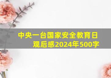 中央一台国家安全教育日观后感2024年500字