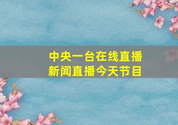 中央一台在线直播新闻直播今天节目