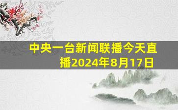 中央一台新闻联播今天直播2024年8月17日