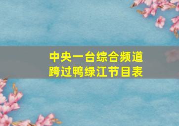 中央一台综合频道跨过鸭绿江节目表