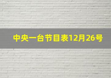 中央一台节目表12月26号