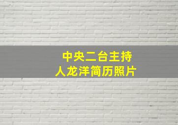 中央二台主持人龙洋简历照片