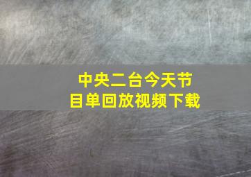 中央二台今天节目单回放视频下载