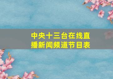 中央十三台在线直播新闻频道节目表