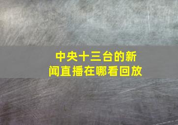 中央十三台的新闻直播在哪看回放