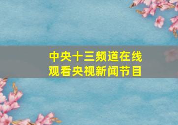 中央十三频道在线观看央视新闻节目