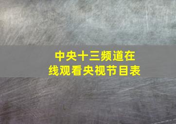 中央十三频道在线观看央视节目表