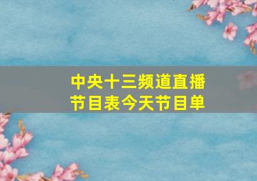 中央十三频道直播节目表今天节目单