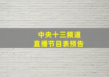 中央十三频道直播节目表预告