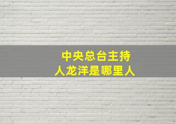 中央总台主持人龙洋是哪里人