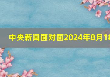 中央新闻面对面2024年8月18