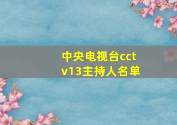 中央电视台cctv13主持人名单