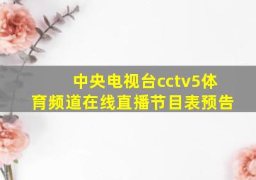 中央电视台cctv5体育频道在线直播节目表预告