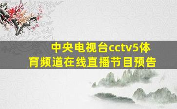 中央电视台cctv5体育频道在线直播节目预告